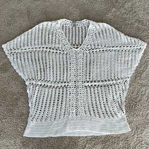 4/$20 Chicos 100% cotton White Crochet Poncho Knit Top or Cover up women’s S/M